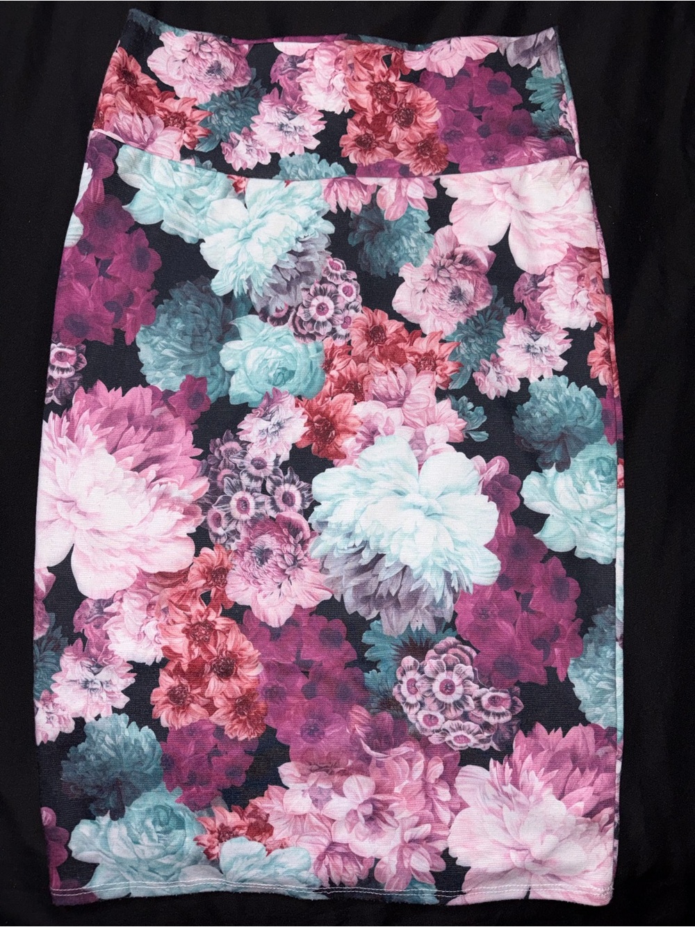 Vintage LuLaroe Floral Print Cassie Skirt in Pink, Purple & Teal